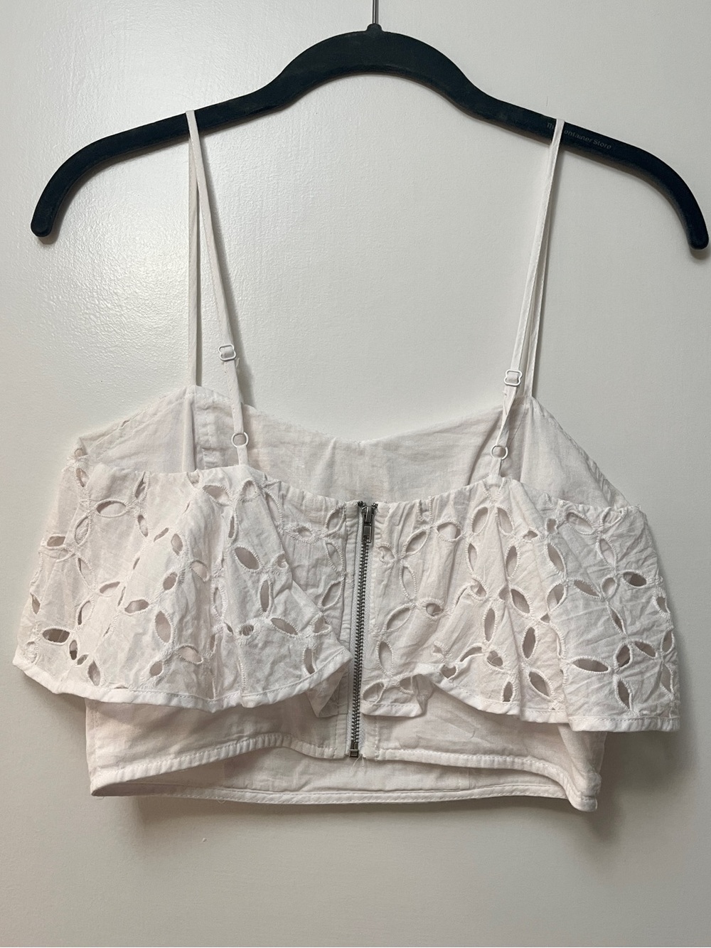 White Eyelet Ruffle Crop Top - Picture 2 of 2